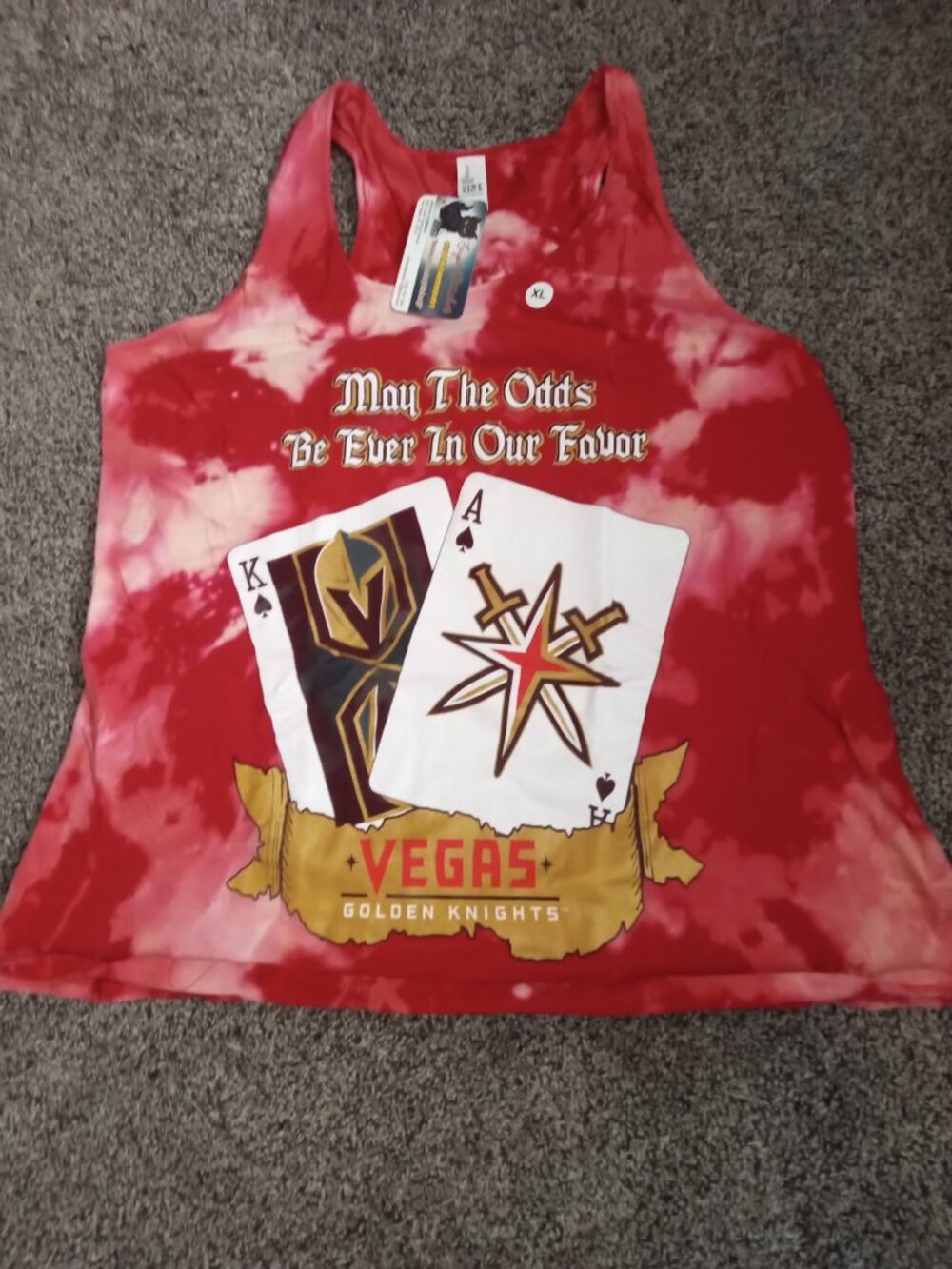 Vegas Golden Knights (VGK) Playing Cards Bleached Tie-Dye Tank Tops
